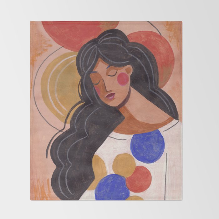Woman In Thoughts Throw Blanket Gallery Image 2