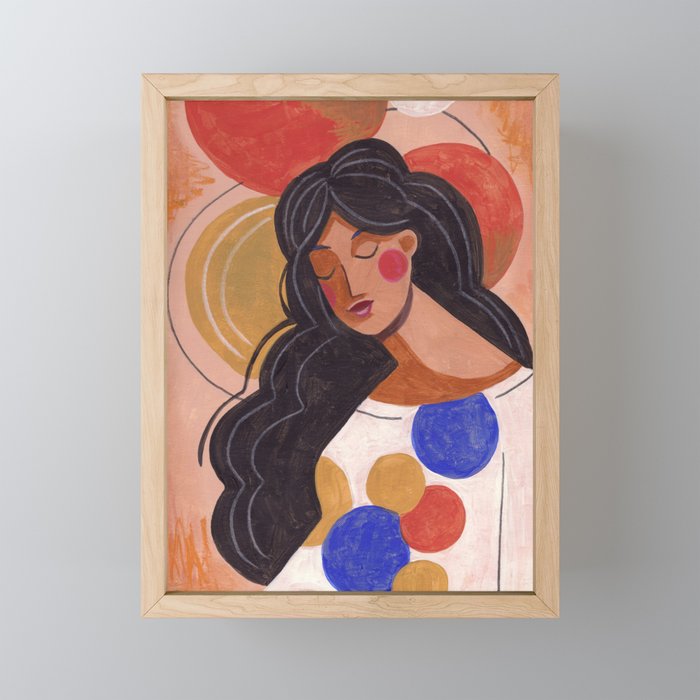 Woman In Thoughts Mini Art Print Gallery Image 1