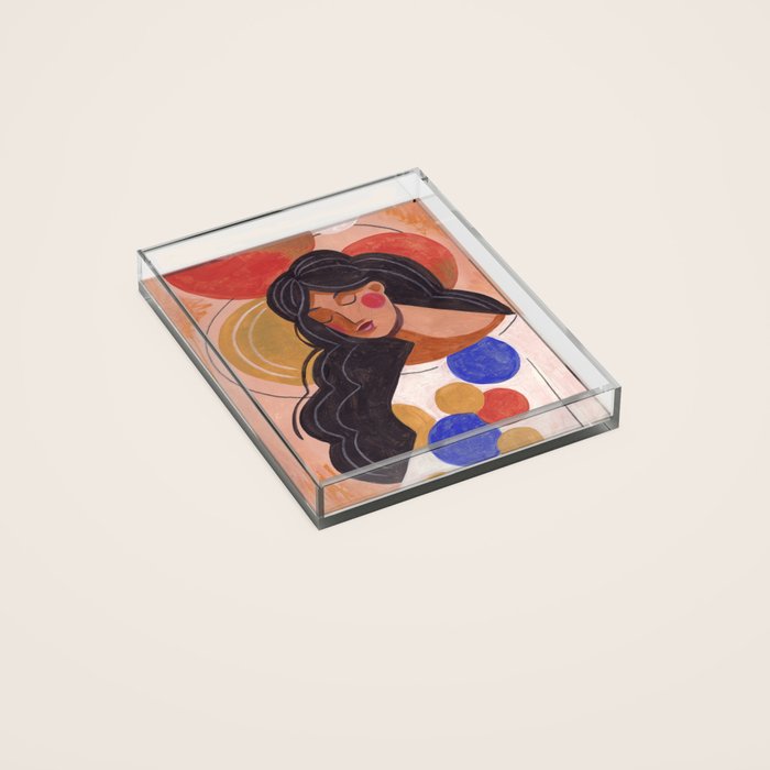 Woman In Thoughts Acrylic Tray Gallery Image 2