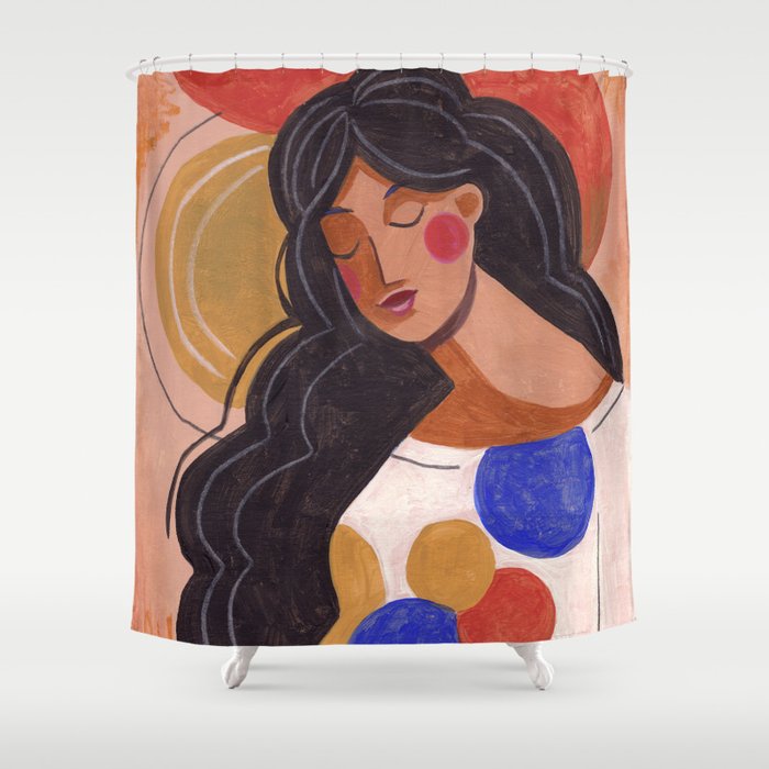 Woman In Thoughts Shower Curtain Gallery Image 1