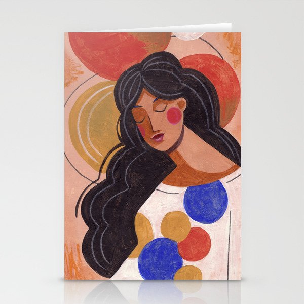 Woman In Thoughts Stationery Card Gallery Image 2