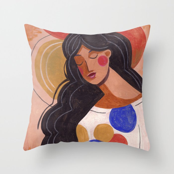 Woman In Thoughts Throw Pillow Gallery Image 6