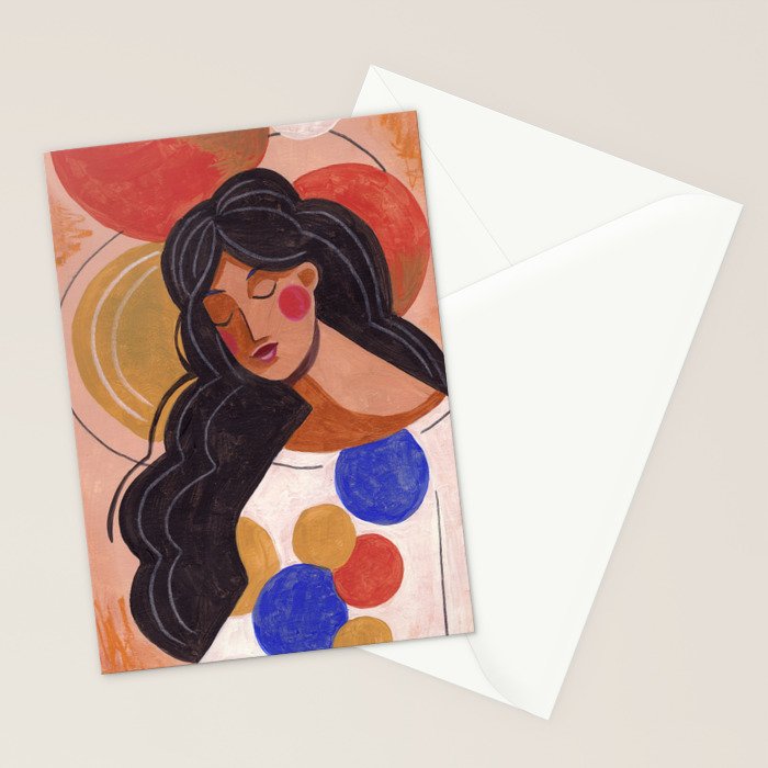 Woman In Thoughts Stationery Card Gallery Image 2