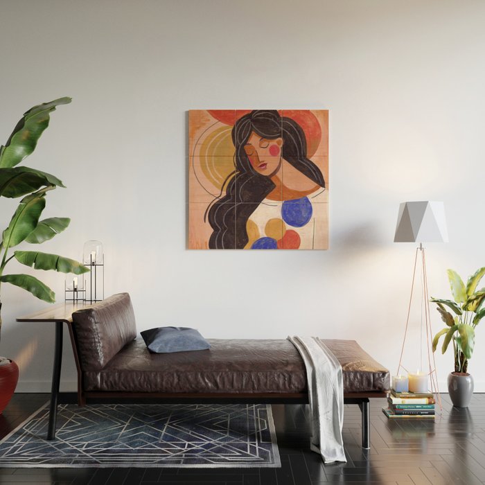 Woman In Thoughts Wood Wall Art Gallery Image 2