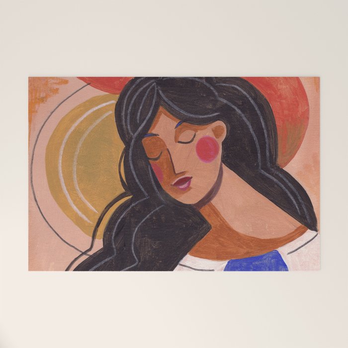 Woman In Thoughts Welcome Mat Gallery Image 1