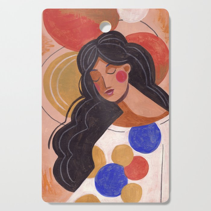 Woman In Thoughts Cutting Board Gallery Image 1