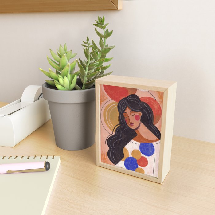 Woman In Thoughts Mini Art Print Gallery Image 2