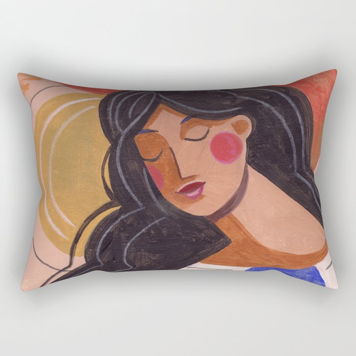 Woman In Thoughts Rectangular Pillow Gallery Image 1