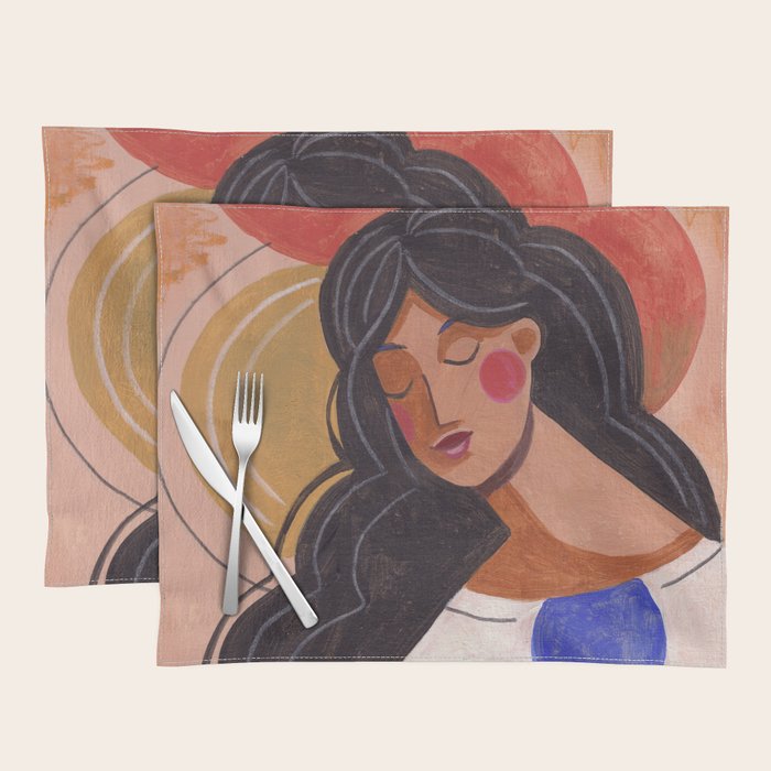 Woman In Thoughts Placemat Gallery Image 1
