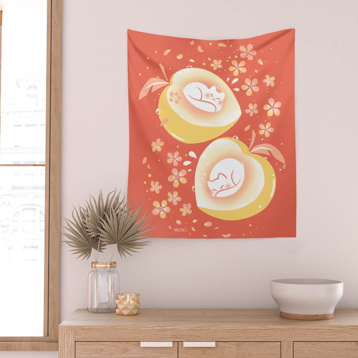Peach Kitten Wall Tapestry Gallery Image 2