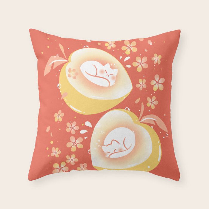 Peach Kitten Throw Pillow Gallery Image 6