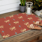 Cute Hair Bows & Stars in Burnt Red & Yellow Outdoor Rug Gallery Image 2