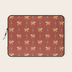 Cute Hair Bows & Stars in Burnt Red & Yellow Laptop Sleeve Gallery Image 1