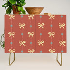 Cute Hair Bows & Stars in Burnt Red & Yellow Credenza Gallery Image 1