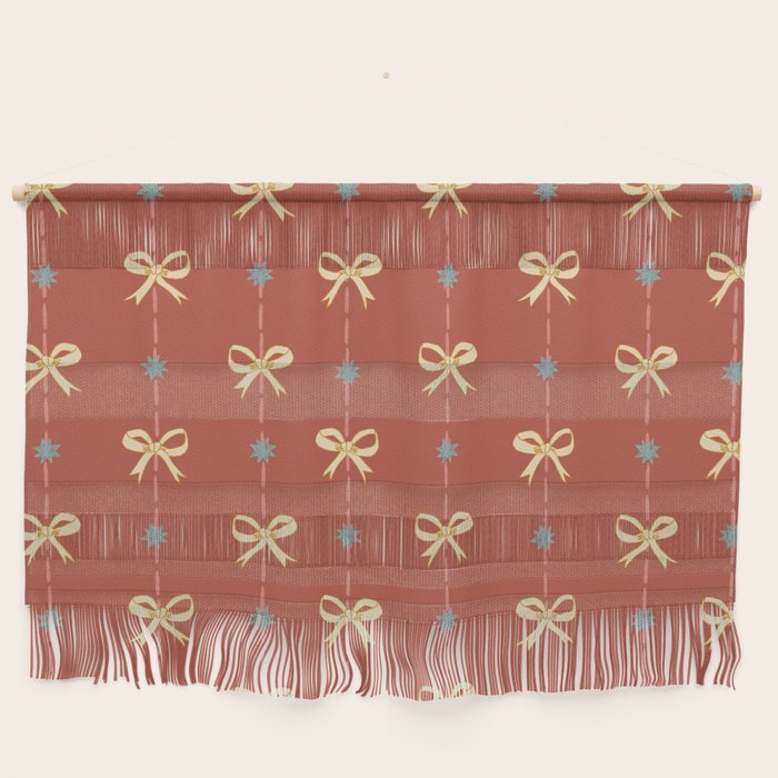 Cute Hair Bows & Stars in Burnt Red & Yellow Wall Hanging Gallery Image 1