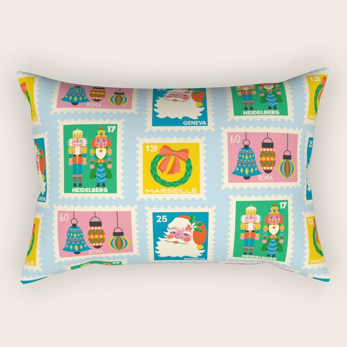 Christmas Stamps Rectangular Pillow Gallery Image 1