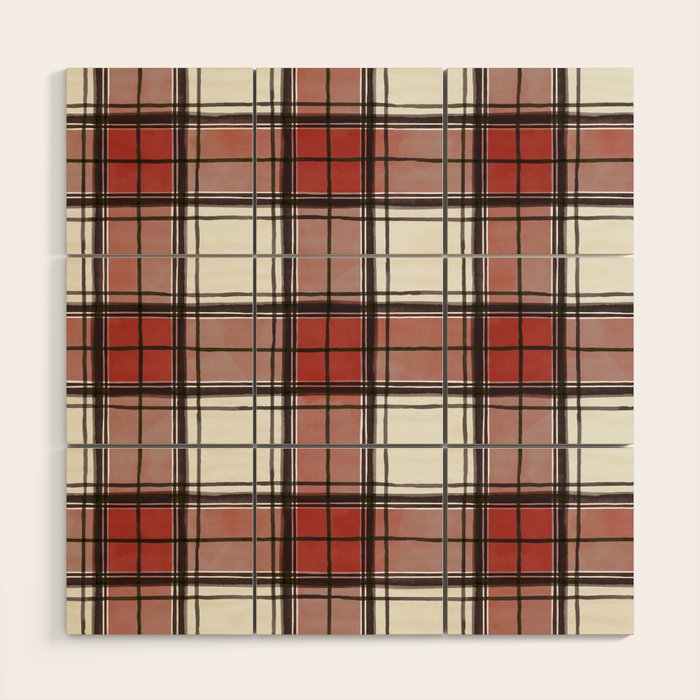 Holiday Plaids - Rustic checks Red Wood Wall Art Gallery Image 1