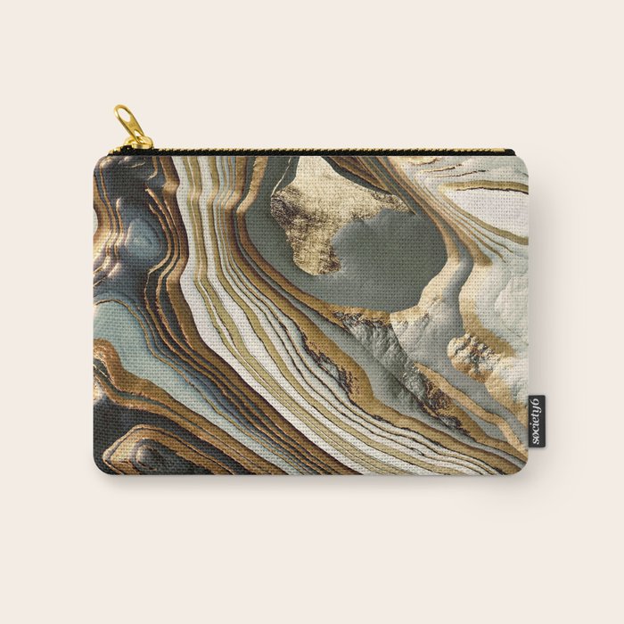 White Gold Agate Abstract Carry All Pouch Gallery Image 1