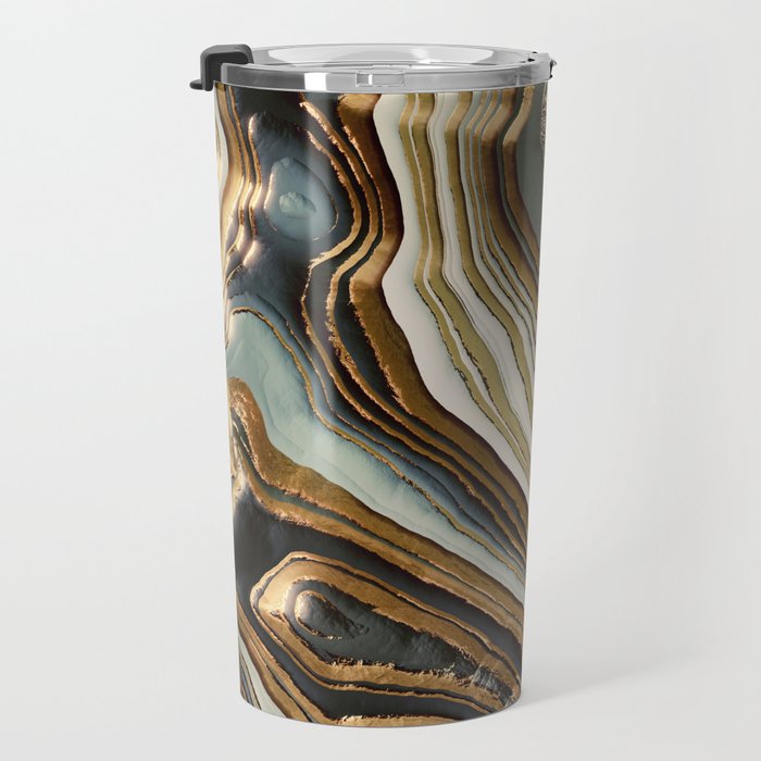 White Gold Agate Abstract Travel Mug Gallery Image 3