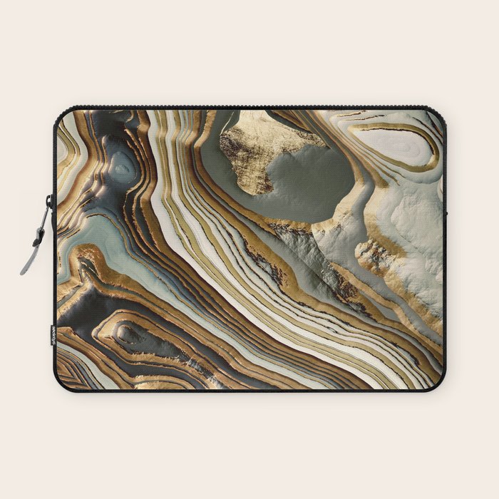 White Gold Agate Abstract Laptop Sleeve Gallery Image 1