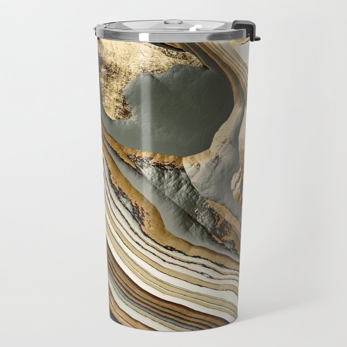 White Gold Agate Abstract Travel Mug Gallery Image 2