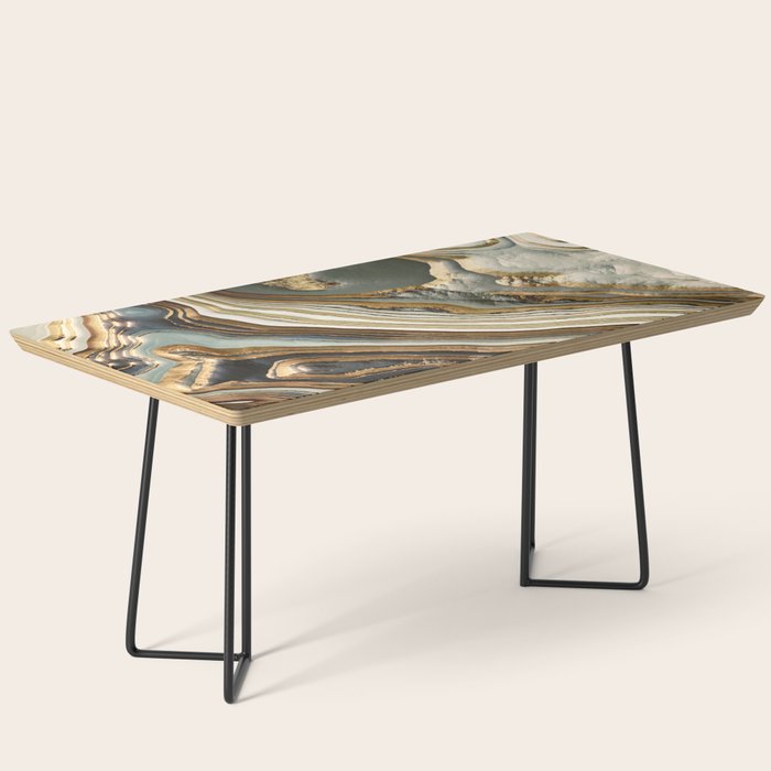 White Gold Agate Abstract Coffee Table Gallery Image 1