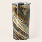 White Gold Agate Abstract Travel Mug Gallery Image 1