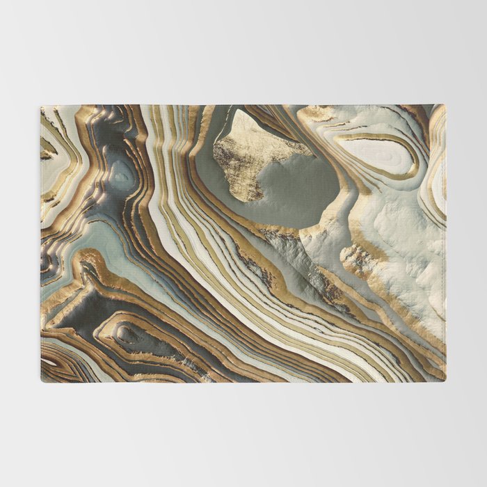 White Gold Agate Abstract Rug Gallery Image 2