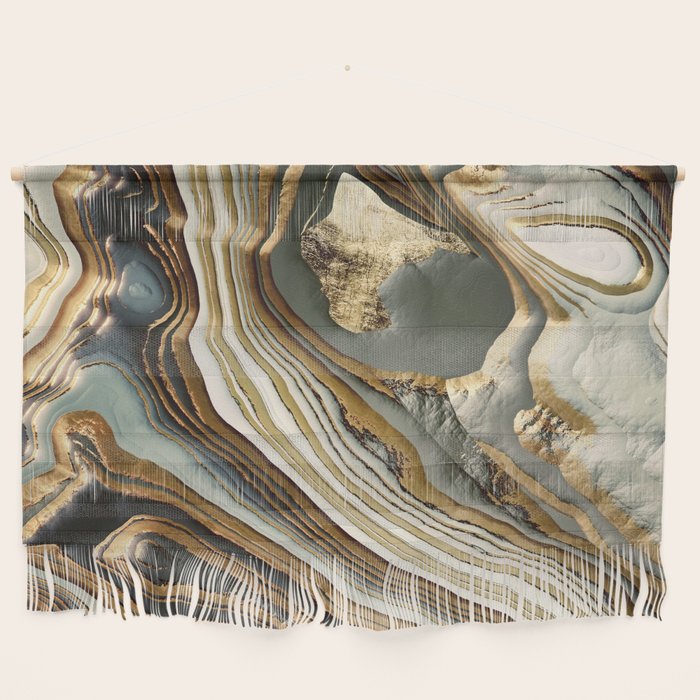 White Gold Agate Abstract Wall Hanging Gallery Image 1