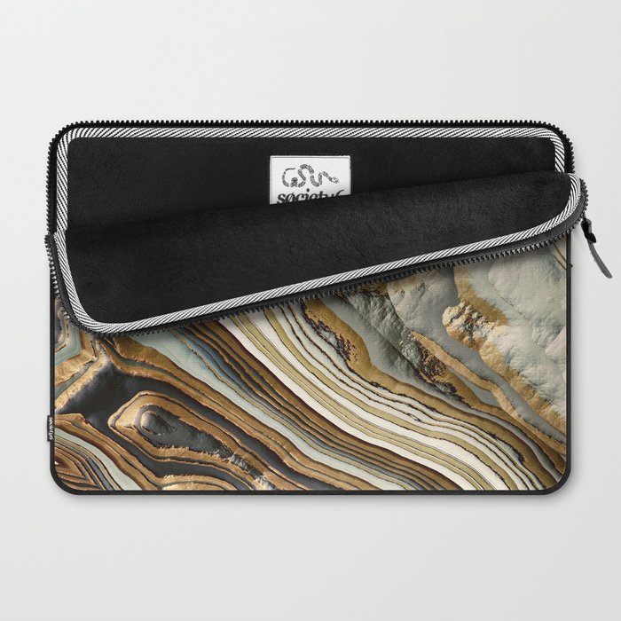 White Gold Agate Abstract Laptop Sleeve Gallery Image 2
