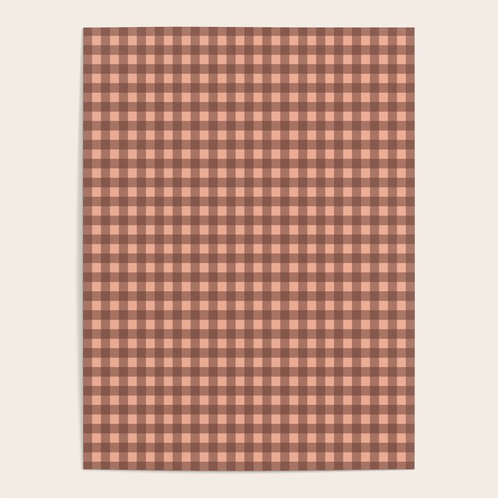 Gingham Check Pattern in Brown and Salmon Poster Gallery Image 4
