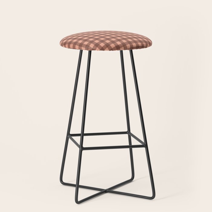 Gingham Check Pattern in Brown and Salmon Stool Gallery Image 1