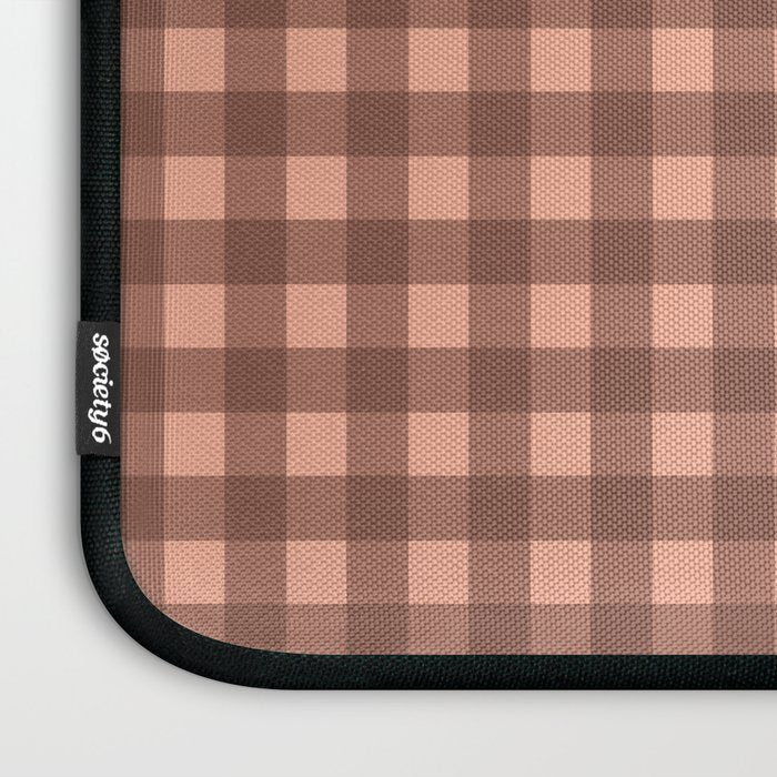 Gingham Check Pattern in Brown and Salmon Laptop Sleeve Gallery Image 3
