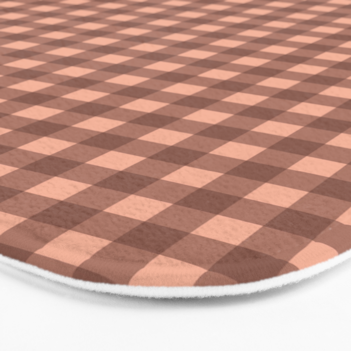 Gingham Check Pattern in Brown and Salmon Bath Mat Gallery Image 3