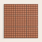 Gingham Check Pattern in Brown and Salmon Wood Wall Art Gallery Image 1