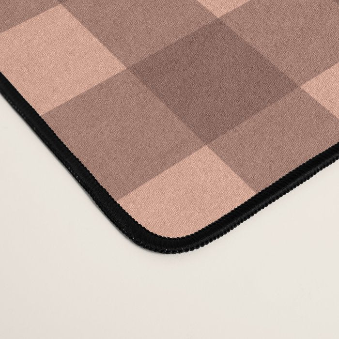 Gingham Check Pattern in Brown and Salmon Desk Mat Gallery Image 4