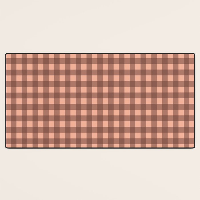 Gingham Check Pattern in Brown and Salmon Desk Mat Gallery Image 3