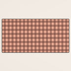 Gingham Check Pattern in Brown and Salmon Desk Mat Gallery Image 3
