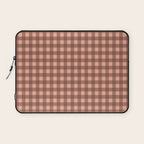 Gingham Check Pattern in Brown and Salmon Laptop Sleeve Gallery Image 1