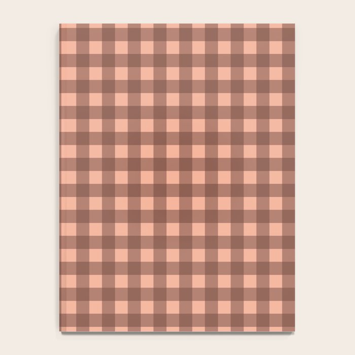 Gingham Check Pattern in Brown and Salmon Notebook Gallery Image 4