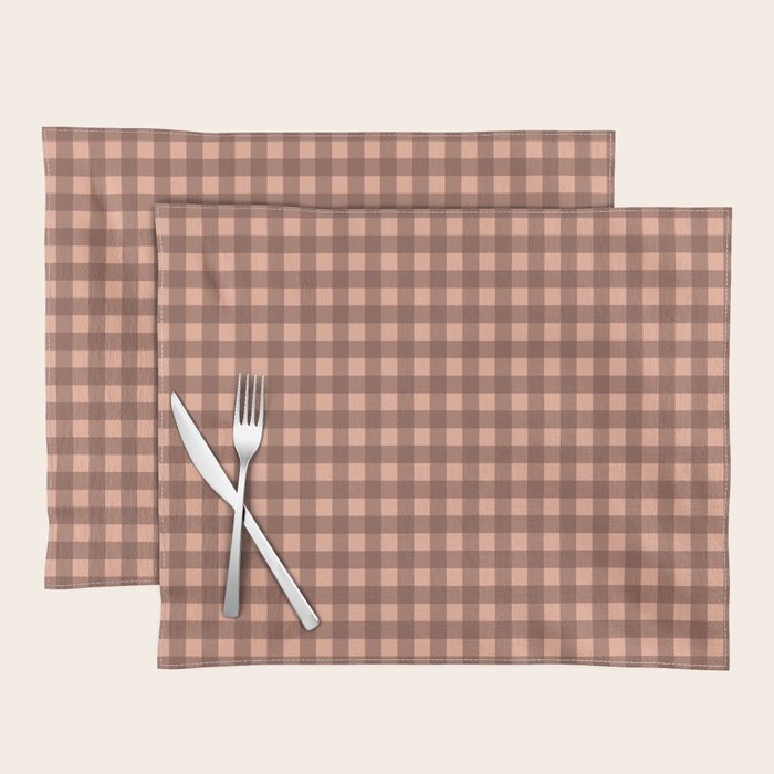 Gingham Check Pattern in Brown and Salmon Placemat Gallery Image 1