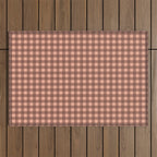 Gingham Check Pattern in Brown and Salmon Outdoor Rug Gallery Image 1