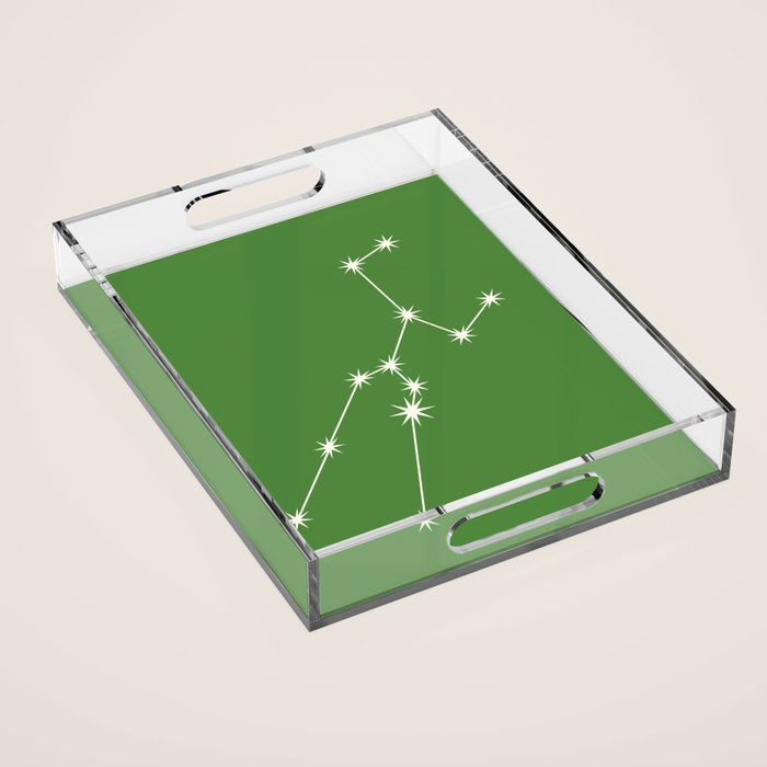 Taurus Zodiac Star Constellation Line Art Kelly Green Acrylic Tray Gallery Image 1