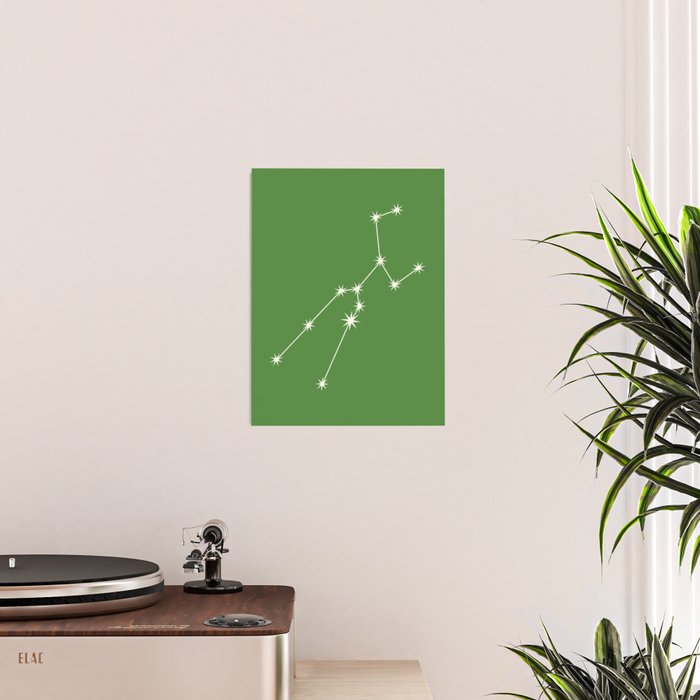 Taurus Zodiac Star Constellation Line Art Kelly Green Poster Gallery Image 2