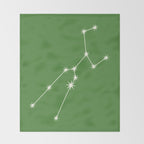Taurus Zodiac Star Constellation Line Art Kelly Green Throw Blanket Gallery Image 2