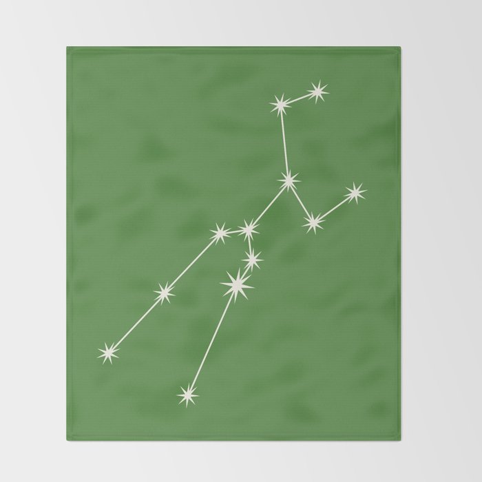 Taurus Zodiac Star Constellation Line Art Kelly Green Throw Blanket Gallery Image 2