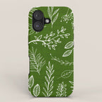 Emerald Forest Botanical Drawing iPhone Case Gallery Image 1