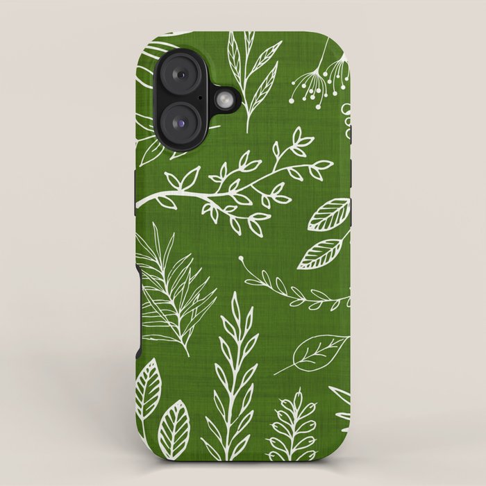 Emerald Forest Botanical Drawing iPhone Case Gallery Image 1