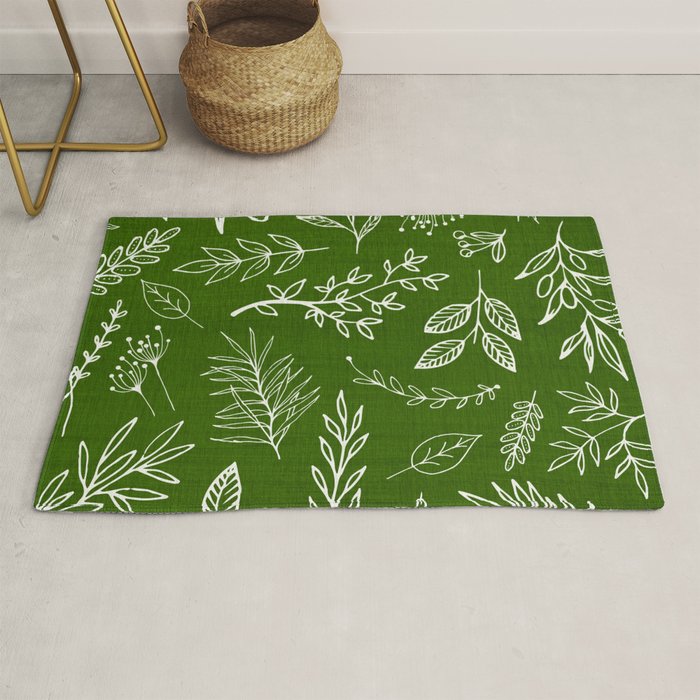 Emerald Forest Botanical Drawing Rug Gallery Image 1