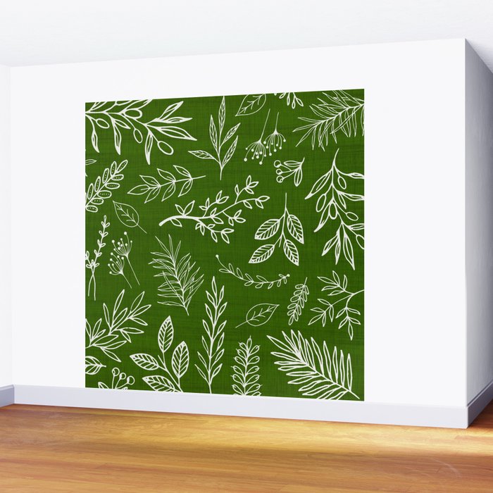 Emerald Forest Botanical Drawing Wall Mural Gallery Image 2